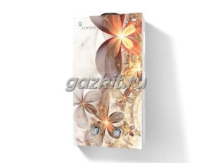 Газовая колонка Zerten B-24 Glass бежевые цветы